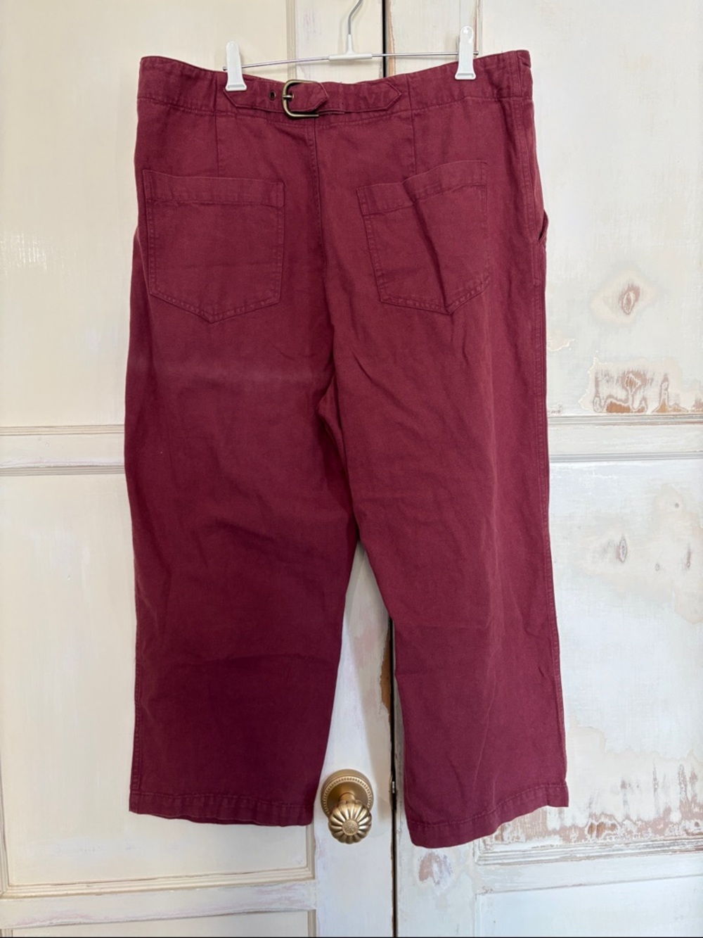 Pilcro Cropped Ankle Pants in Burgundy - Picture 2 of 5